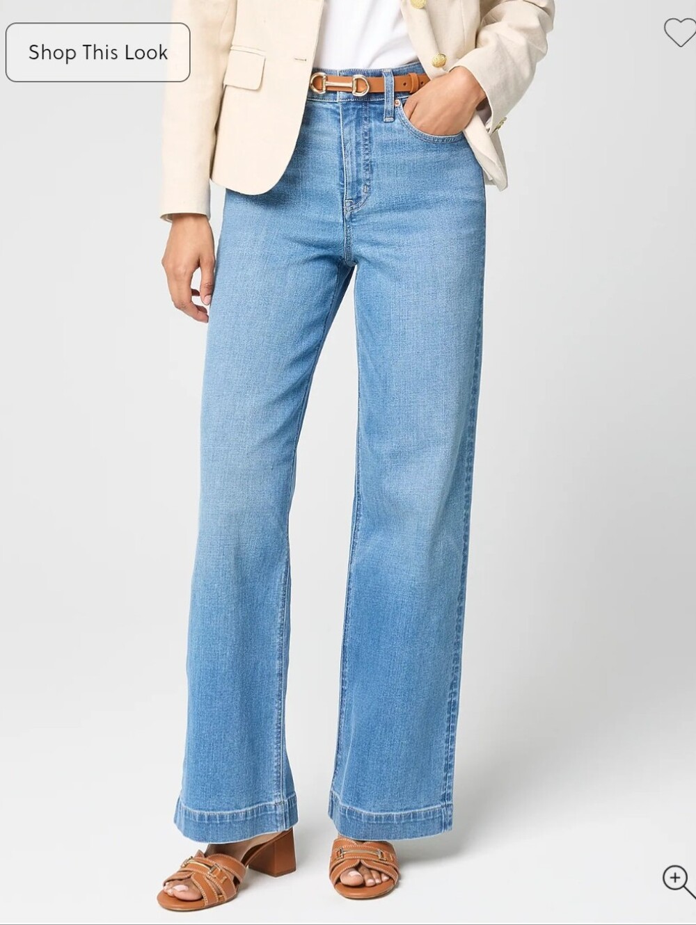 J.crew Factory Classic Wide-leg Blue Jeans In Signature Stretch Size 28